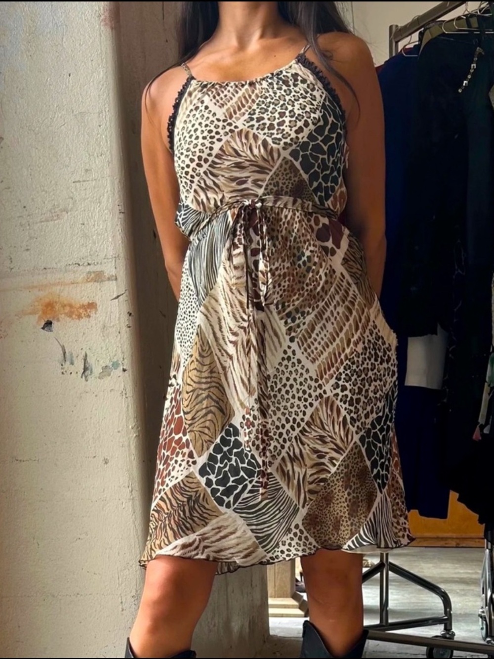 Vintage Moschino Cheap And Chic Silk Animal Print Dress Rare